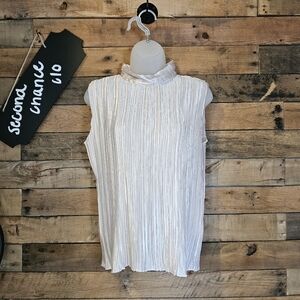 Nicola Women's Champange Colored Sleeveless Mock Neck Blouse Size L